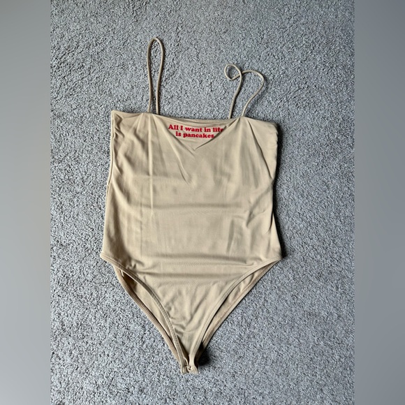 Zara Bodysuit Size L -‎ All I Want In Life Is Pancakes - Picture 1 of 4